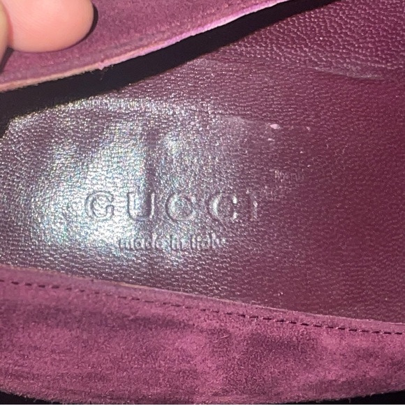 GUCCI Suede Pump Sz 9.5 Purple Bottoms Resoled 4.5 In Heel .5 In Platform Womens - Picture 10 of 13
